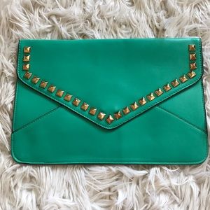 Envelope embellished clutch